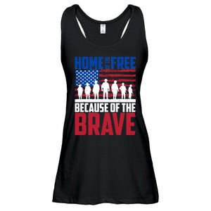 Home Of The Free Because Of The Brave Memorial Day Ladies Essential Flowy Tank