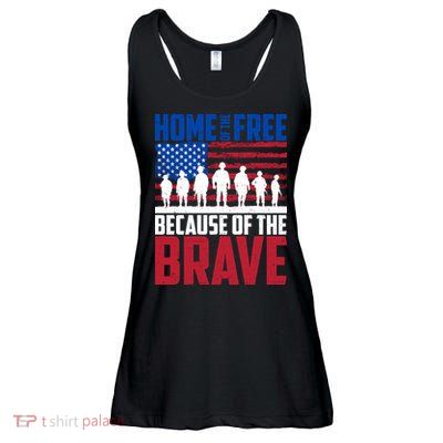Home Of The Free Because Of The Brave Memorial Day Ladies Essential Flowy Tank