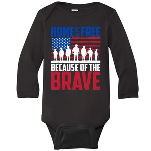 Home Of The Free Because Of The Brave Memorial Day Baby Long Sleeve Bodysuit