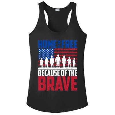 Home Of The Free Because Of The Brave Memorial Day Ladies PosiCharge Competitor Racerback Tank