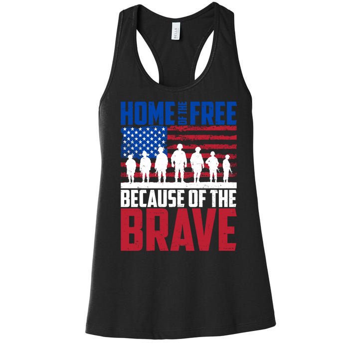 Home Of The Free Because Of The Brave Memorial Day Women's Racerback Tank