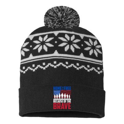 Home Of The Free Because Of The Brave Memorial Day USA-Made Snowflake Beanie