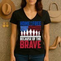 Home Of The Free Because Of The Brave Memorial Day Women's V-Neck T-Shirt