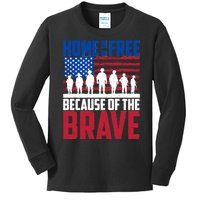 Home Of The Free Because Of The Brave Memorial Day Kids Long Sleeve Shirt