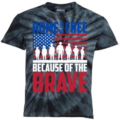 Home Of The Free Because Of The Brave Memorial Day Kids Tie-Dye T-Shirt