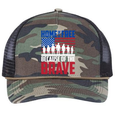 Home Of The Free Because Of The Brave Memorial Day Retro Rope Trucker Hat Cap