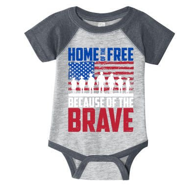 Home Of The Free Because Of The Brave Memorial Day Infant Baby Jersey Bodysuit