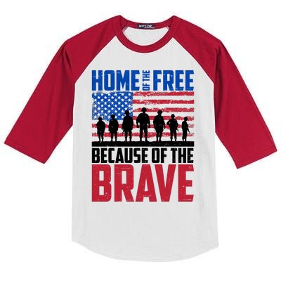 Home Of The Free Because Of The Brave Memorial Day Kids Colorblock Raglan Jersey