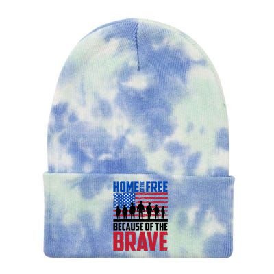 Home Of The Free Because Of The Brave Memorial Day Tie Dye 12in Knit Beanie