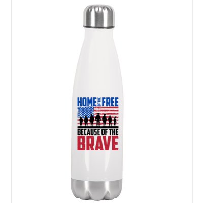 Home Of The Free Because Of The Brave Memorial Day Stainless Steel Insulated Water Bottle