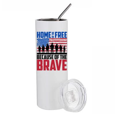 Home Of The Free Because Of The Brave Memorial Day Stainless Steel Tumbler