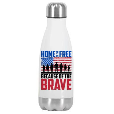 Home Of The Free Because Of The Brave Memorial Day Stainless Steel Insulated Water Bottle