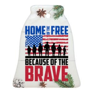 Home Of The Free Because Of The Brave Memorial Day Ceramic Bell Ornament