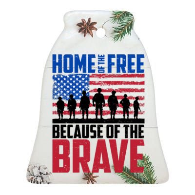 Home Of The Free Because Of The Brave Memorial Day Ceramic Bell Ornament