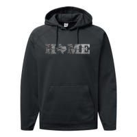 Home Texas State Map Stone Logo Performance Fleece Hoodie