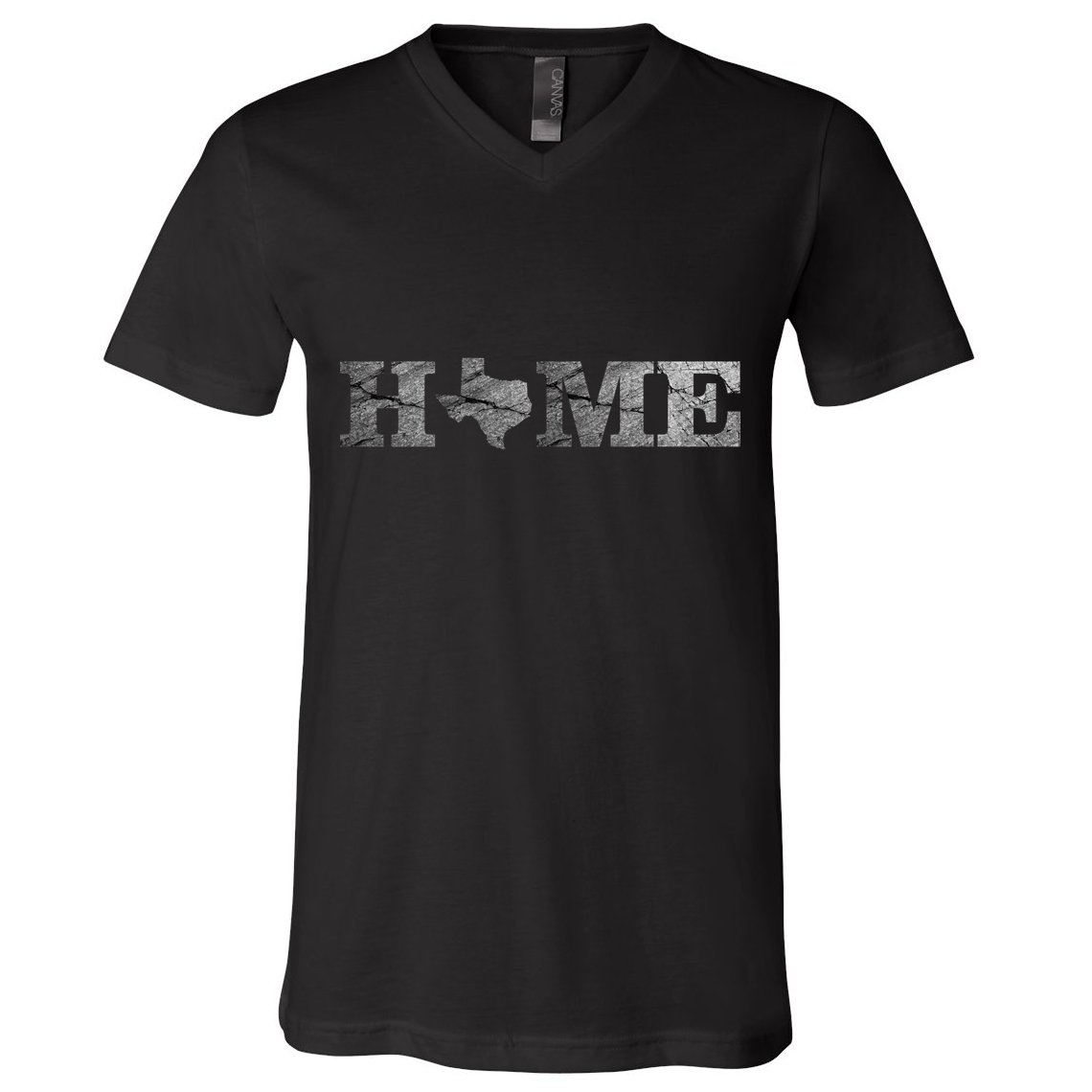 Home Texas State Map Stone Logo V-Neck T-Shirt