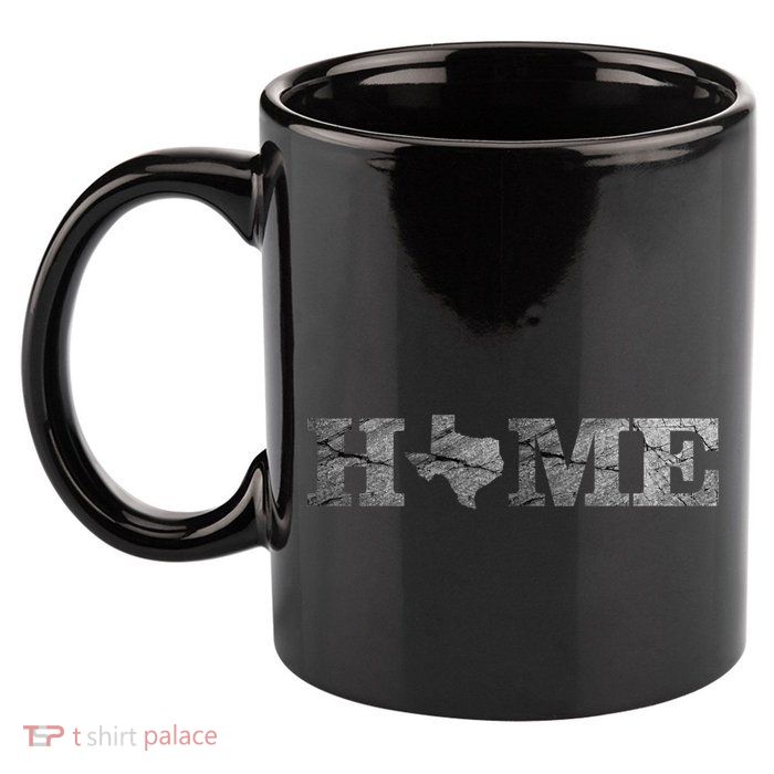 Home Texas State Map Stone Logo 11oz C Handle Ceramic Mug