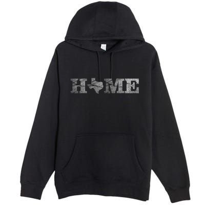 Home Texas State Map Stone Logo Premium Pullover Hoodie