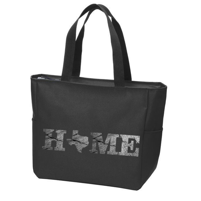 Home Texas State Map Stone Logo Zip Tote Bag