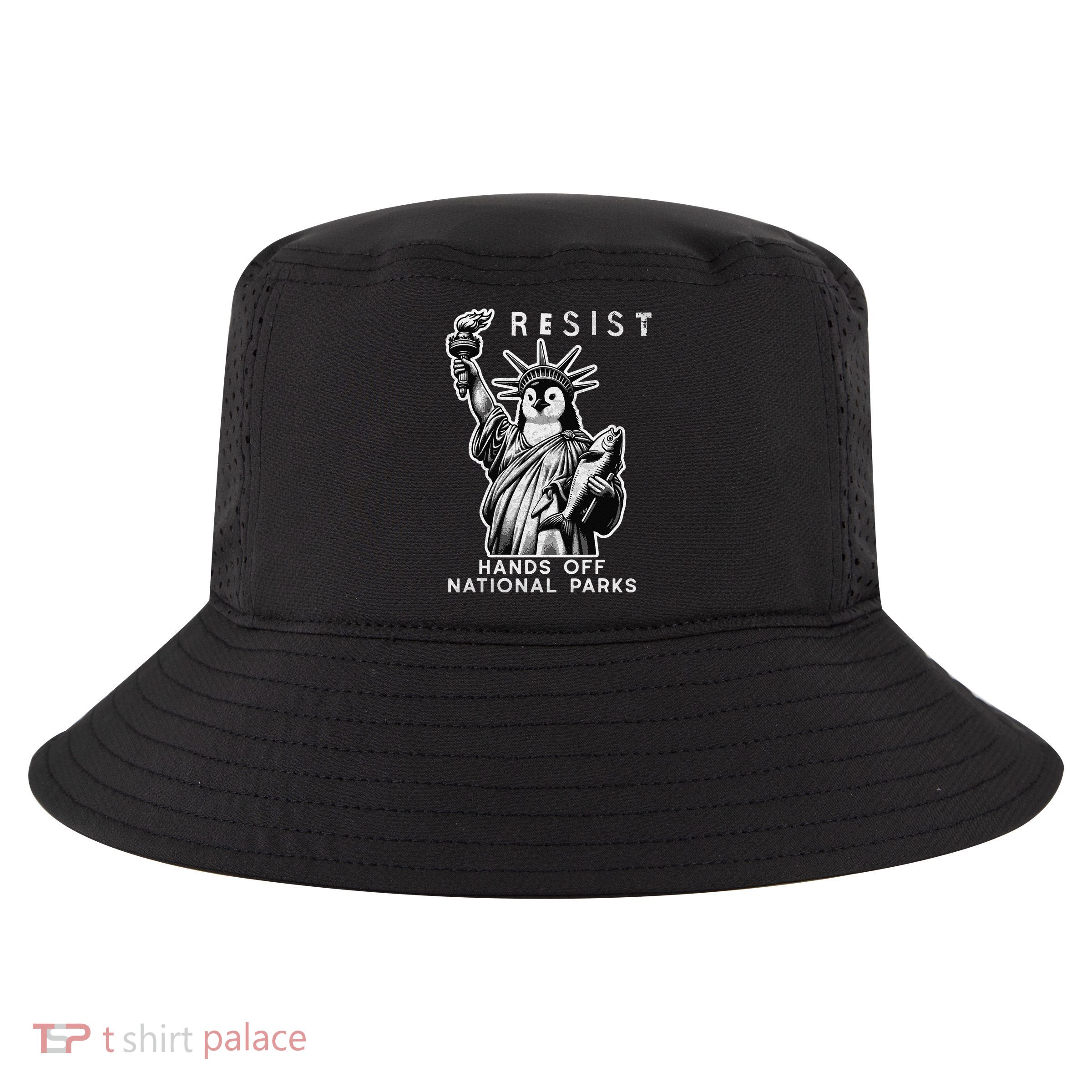 Hands Off National Parks Penguin Resist Protest ALT US Cool Comfort Performance Bucket Hat