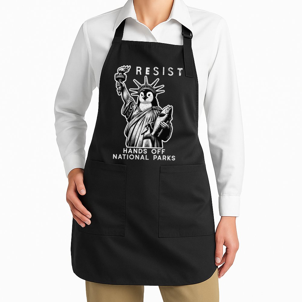 Hands Off National Parks Penguin Resist Protest ALT US Apron