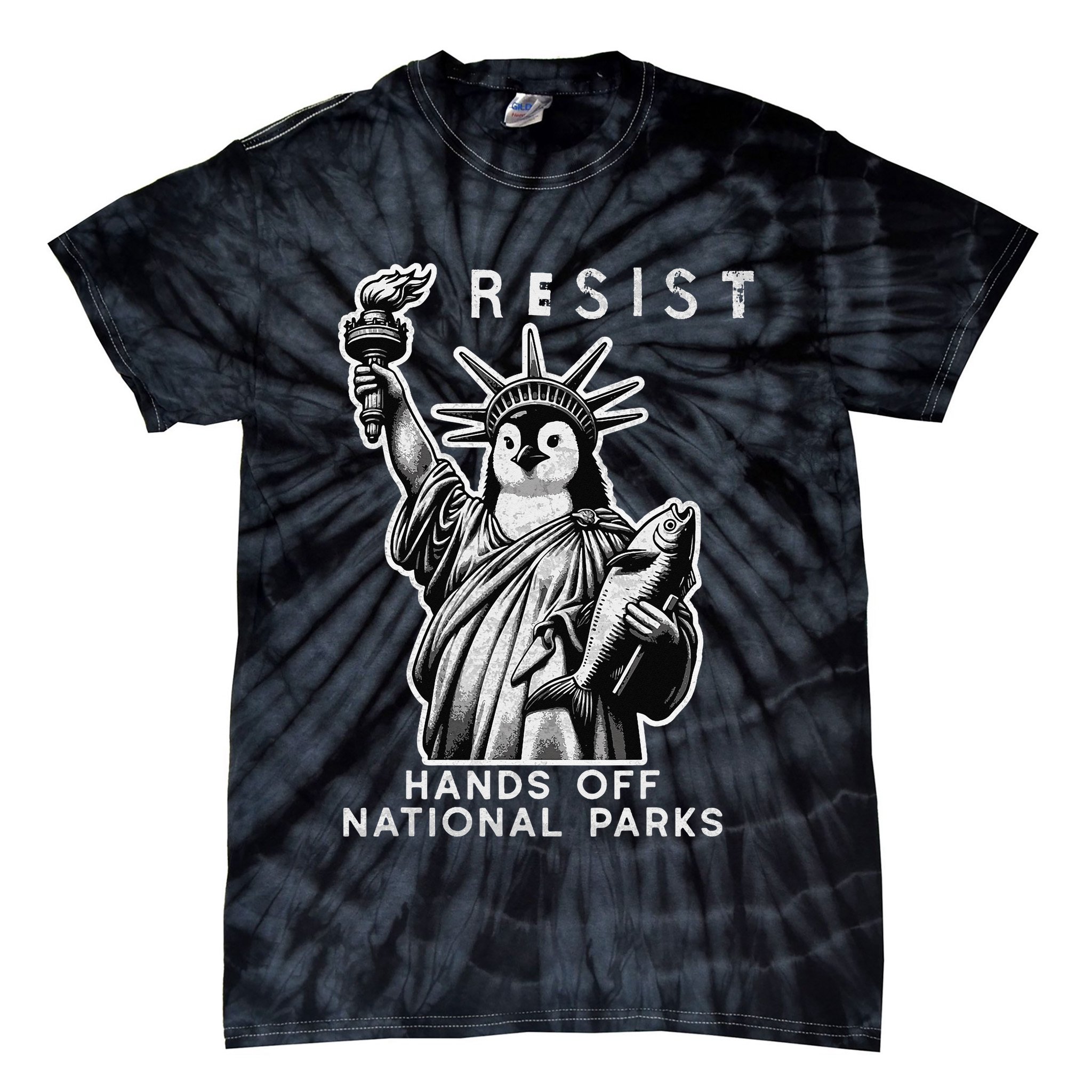 Hands Off National Parks Penguin Resist Protest ALT US Tie-Dye T-Shirt