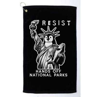Hands Off National Parks Penguin Resist Protest ALT US Golf Towel
