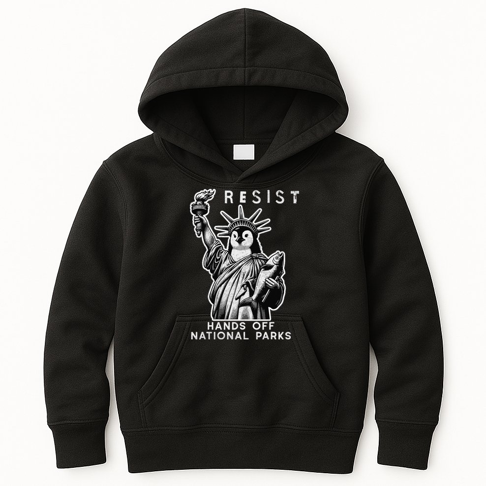 Hands Off National Parks Penguin Resist Protest ALT US Kids Hoodie