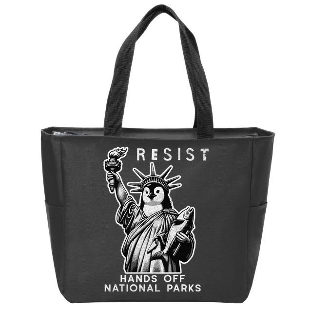 Hands Off National Parks Penguin Resist Protest ALT US Zip Tote Bag