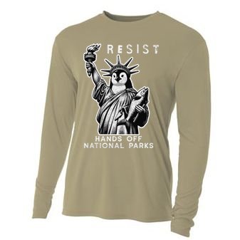 Hands Off National Parks Penguin Resist Protest ALT US Cooling Performance Long Sleeve Crew