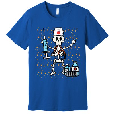 Halloween Orthopedic Nurse Skeleton Scrub Top Costume Premium T-Shirt