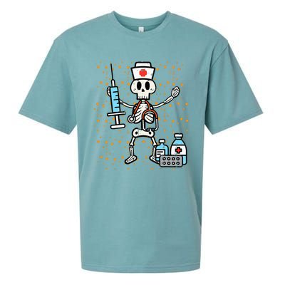 Halloween Orthopedic Nurse Skeleton Scrub Top Costume Sueded Cloud Jersey T-Shirt