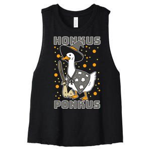 Honkus Ponkus Funny Duck Halloween Women's Racerback Cropped Tank