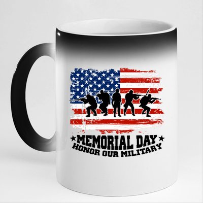 Honor Our Military  Memorial Day 11oz Black Color Changing Mug