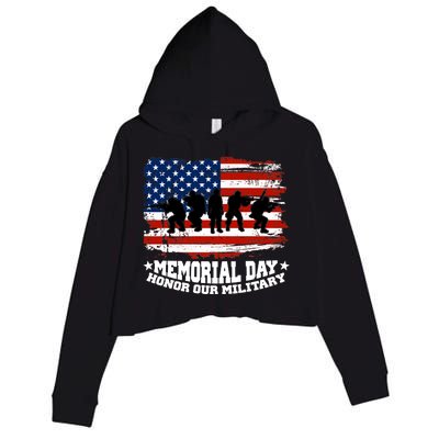 Honor Our Military  Memorial Day Crop Fleece Hoodie