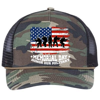 Honor Our Military  Memorial Day Retro Rope Trucker Hat Cap