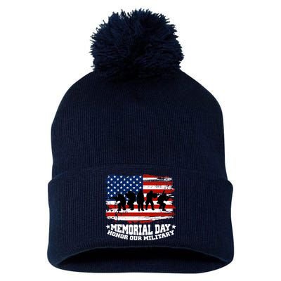 Honor Our Military  Memorial Day Pom Pom 12in Knit Beanie