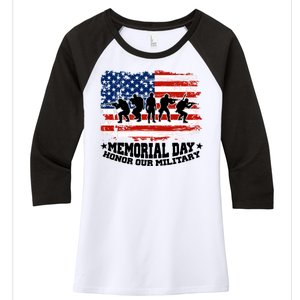 Honor Our Military  Memorial Day Women's Tri-Blend 3/4-Sleeve Raglan Shirt