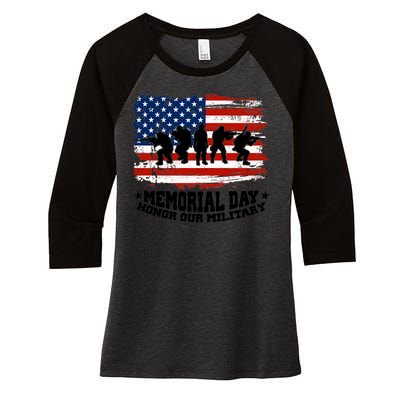 Honor Our Military  Memorial Day Women's Tri-Blend 3/4-Sleeve Raglan Shirt