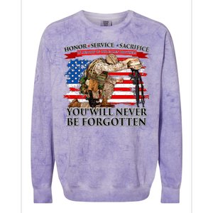 Honor Service Sacrifice You Will Never Be Forgotten Colorblast Crewneck Sweatshirt