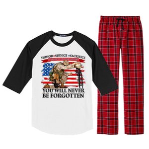 Honor Service Sacrifice You Will Never Be Forgotten Raglan Sleeve Pajama Set