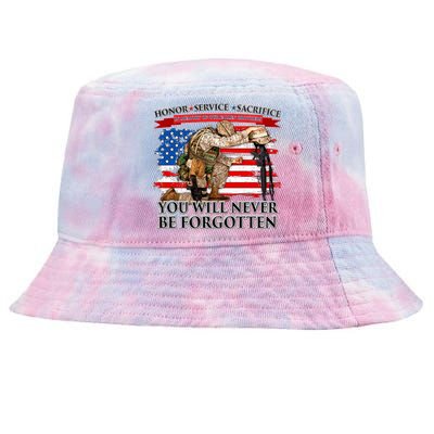 Honor Service Sacrifice You Will Never Be Forgotten Tie-Dyed Bucket Hat