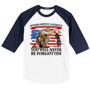 Honor Service Sacrifice You Will Never Be Forgotten Baseball Sleeve Shirt