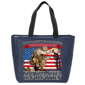 Honor Service Sacrifice You Will Never Be Forgotten Zip Tote Bag