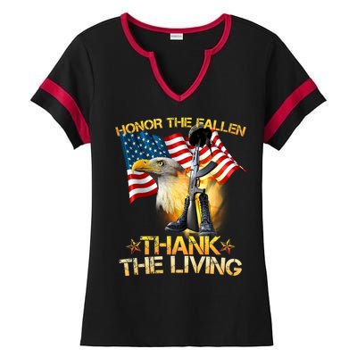 Honor The Fallen Thank The Living Ladies Halftime Notch Neck Tee