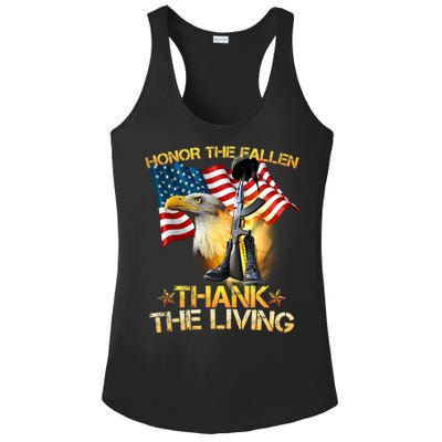 Honor The Fallen Thank The Living Ladies PosiCharge Competitor Racerback Tank