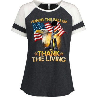 Honor The Fallen Thank The Living Enza Ladies Jersey Colorblock Tee