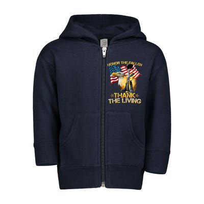 Honor The Fallen Thank The Living Toddler Zip Fleece Hoodie