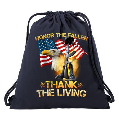 Honor The Fallen Thank The Living Drawstring Bag