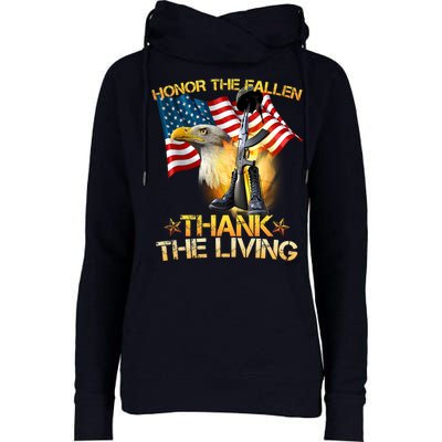 Honor The Fallen Thank The Living Womens Funnel Neck Pullover Hood